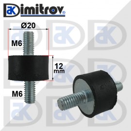 Антивибрационен тампон М 6 x Ø 20 x 12 mm